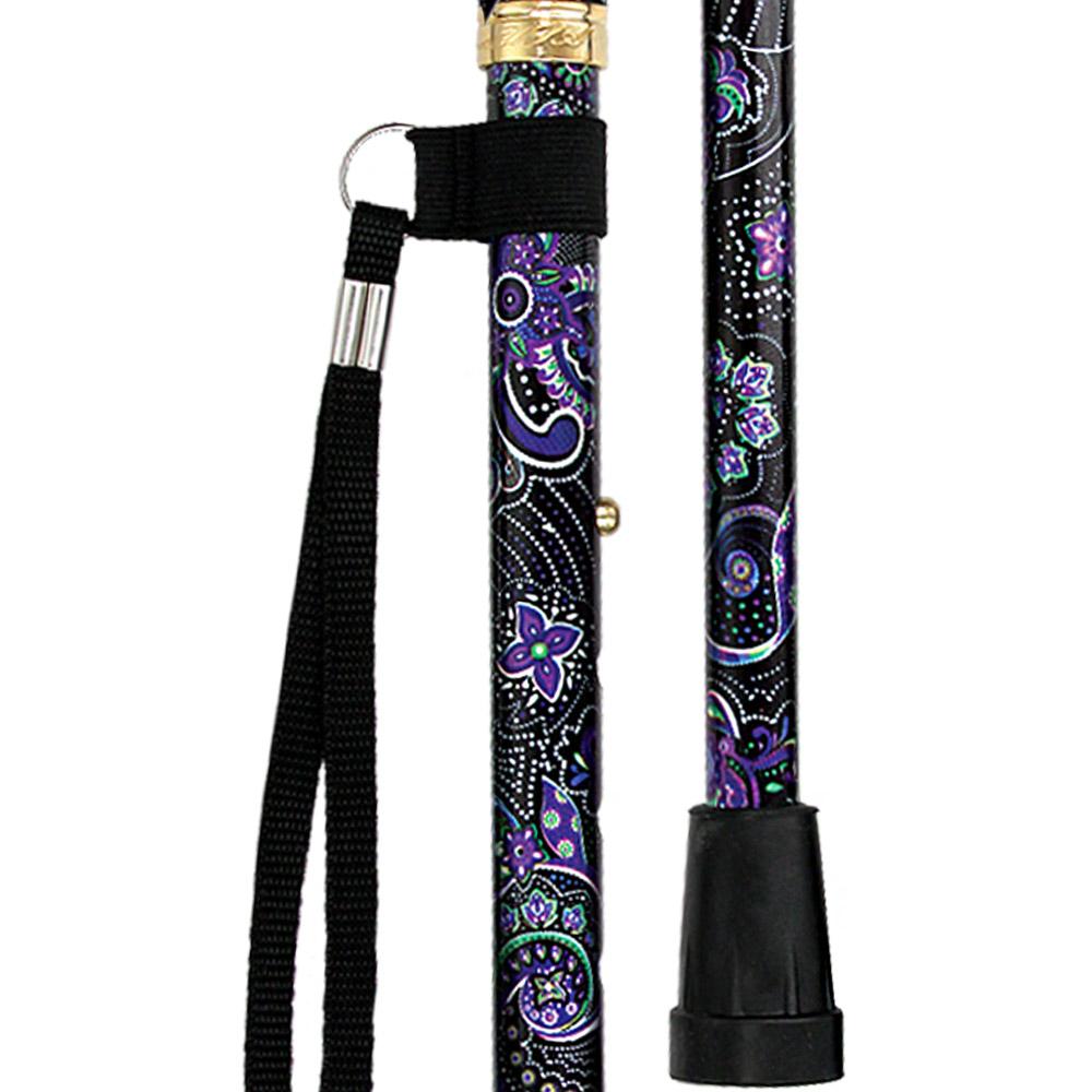 Fashionable Canes Purple Majesty Folding Adjustable Designer Derby Walking Cane with Engraved Collar w/ SafeTbase