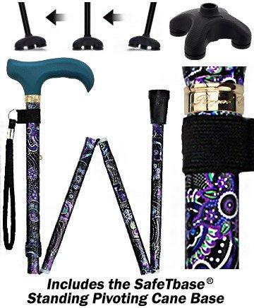 Fashionable Canes Purple Majesty Folding Adjustable Designer Walking Cane with Engraved Collar w/ SafeTbase