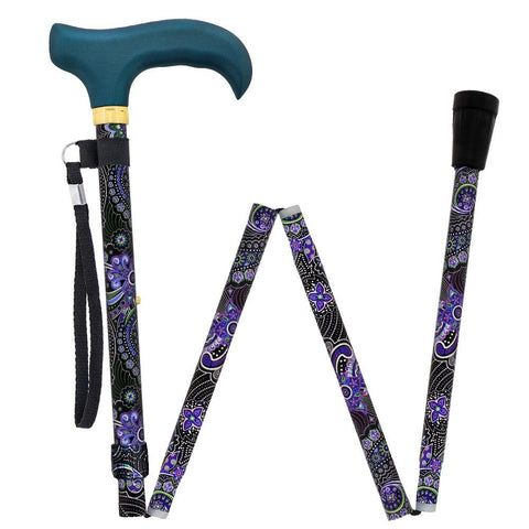Fashionable Canes Purple Majesty Folding Adjustable Designer Walking Cane with Engraved Collar w/ SafeTbase