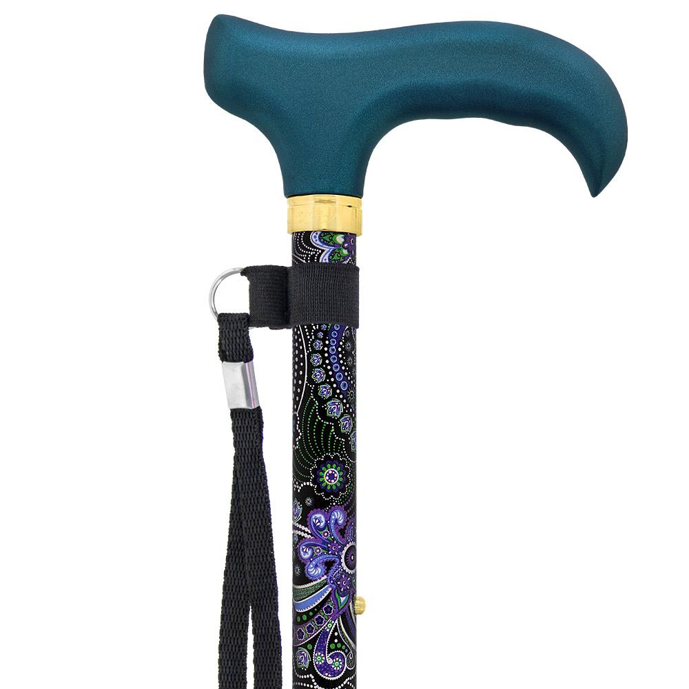 Fashionable Canes Purple Majesty Folding Adjustable Designer Walking Cane with Engraved Collar w/ SafeTbase