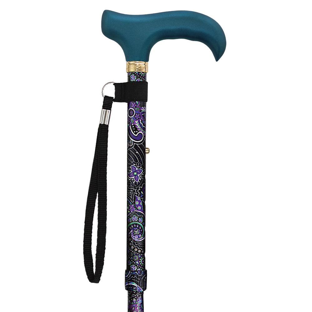 Fashionable Canes Purple Majesty Folding Adjustable Designer Walking Cane with Engraved Collar w/ SafeTbase