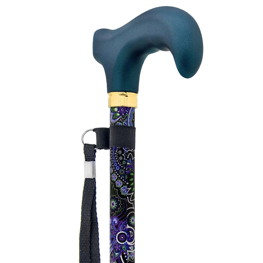 Fashionable Canes Purple Majesty Folding Adjustable Designer Walking Cane with Engraved Collar w/ SafeTbase