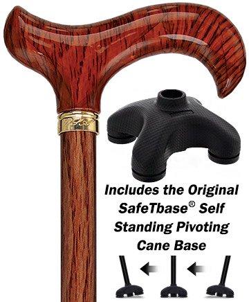 Fashionable Canes Realistic Wood Designer Adjustable Cane w/ SafeTbase