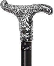 Fayet Silver Plated Antique Reproduction T Handle Walking Cane With Stamina Wood Shaft
