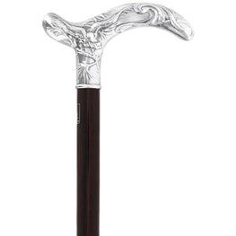 Fayet Silver Plated Birds of a Feather Derby Walking Cane with Stamina Wood Shaft