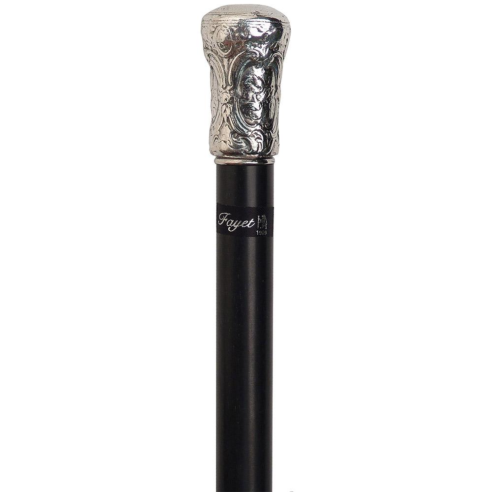 Fayet Silver Plated Early European Art Reproduction Knob Handle With Stamina Wood Shaft