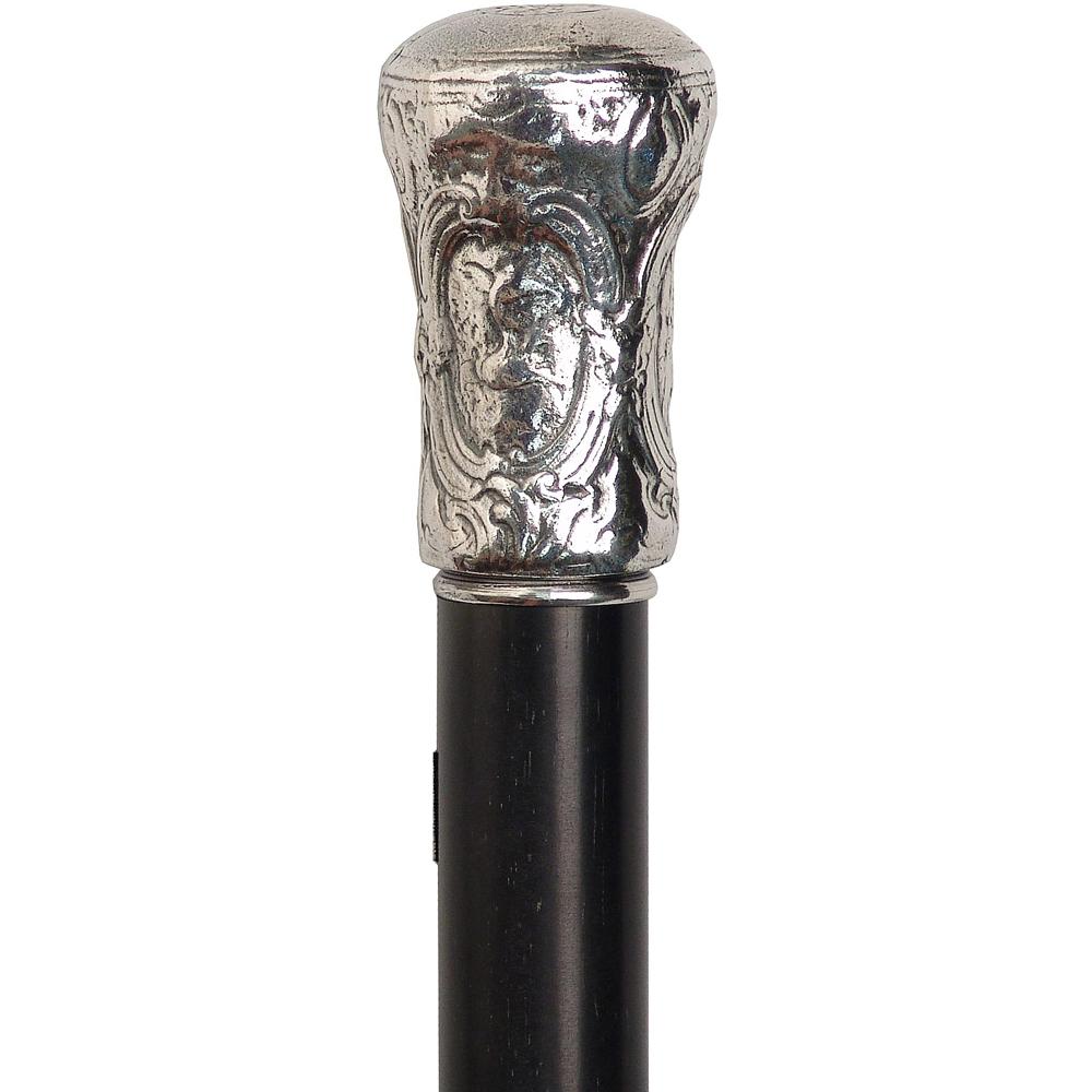 Fayet Silver Plated Early European Art Reproduction Knob Handle With Stamina Wood Shaft