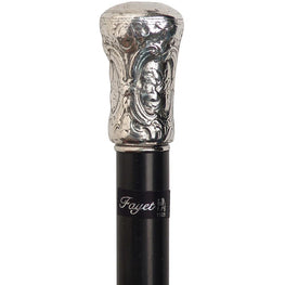 Fayet Silver Plated Early European Art Reproduction Knob Handle With Stamina Wood Shaft
