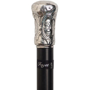 Fayet Silver Plated Early European Art Reproduction Knob Handle With Stamina Wood Shaft