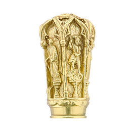 Fayet 14 K Gold Roman Cathedral Antique Reproduction Knob Handle Walking Stick With Stamina Wood Shaft