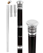 Fayet Flask Tippling Stick w/ Silver Plated Knob & 3-Piece Ebony Wood Veener Black Carbon Fiber Shaft