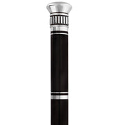 Fayet Flask Tippling Stick w/ Silver Plated Knob & 3-Piece Ebony Wood Veener Black Carbon Fiber Shaft