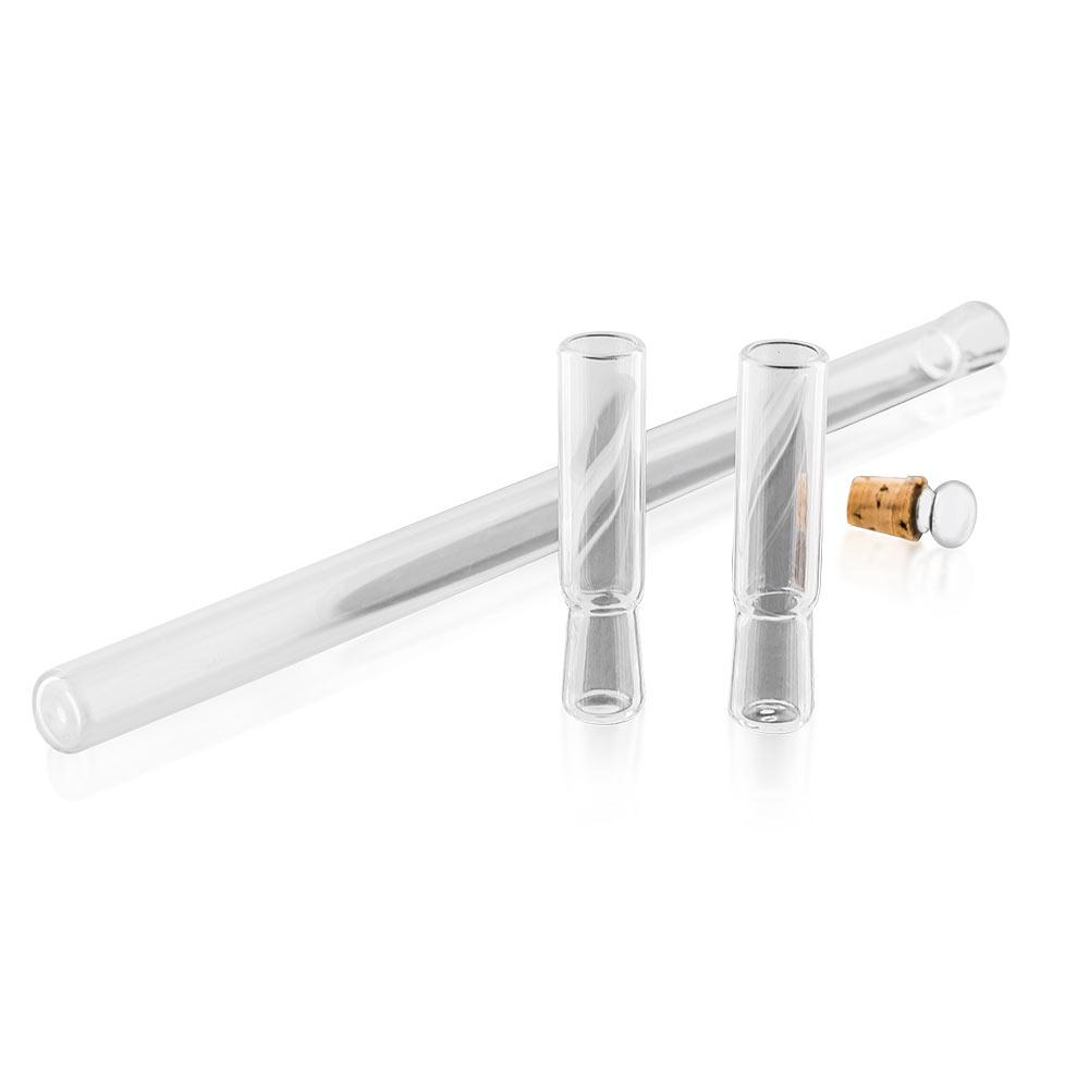 Fayet Flask Tippling Stick w/ Silver Plated Knob & 3-Piece Ebony Wood Veener Black Carbon Fiber Shaft