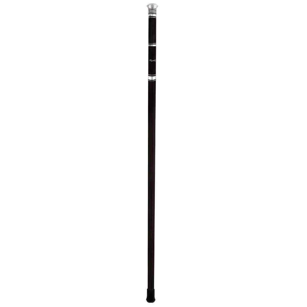 Fayet Flask Tippling Stick w/ Silver Plated Knob & 3-Piece Ebony Wood Veener Black Carbon Fiber Shaft