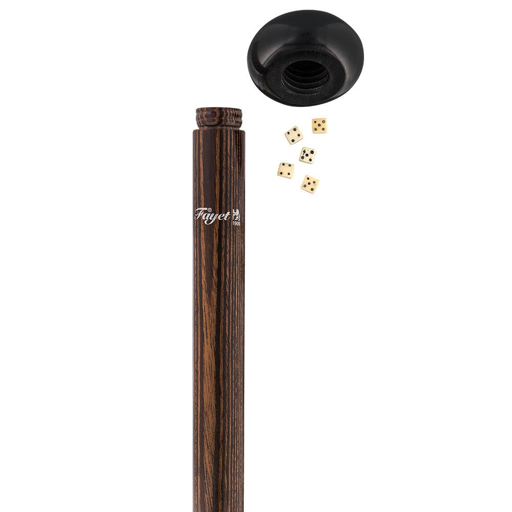 Fayet Carved Bone Dice Set Knob Handle Walking Stick With Stamina Wood Shaft