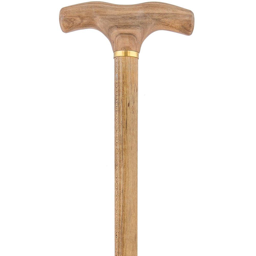 Fayet Corkscrew Cane Olivewood T Handle With Scorched Maple Wood Shaft