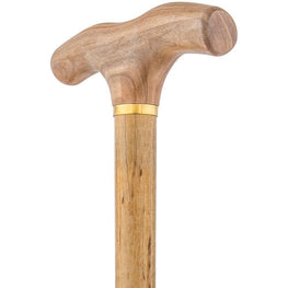 Fayet Corkscrew Cane Olivewood T Handle With Scorched Maple Wood Shaft
