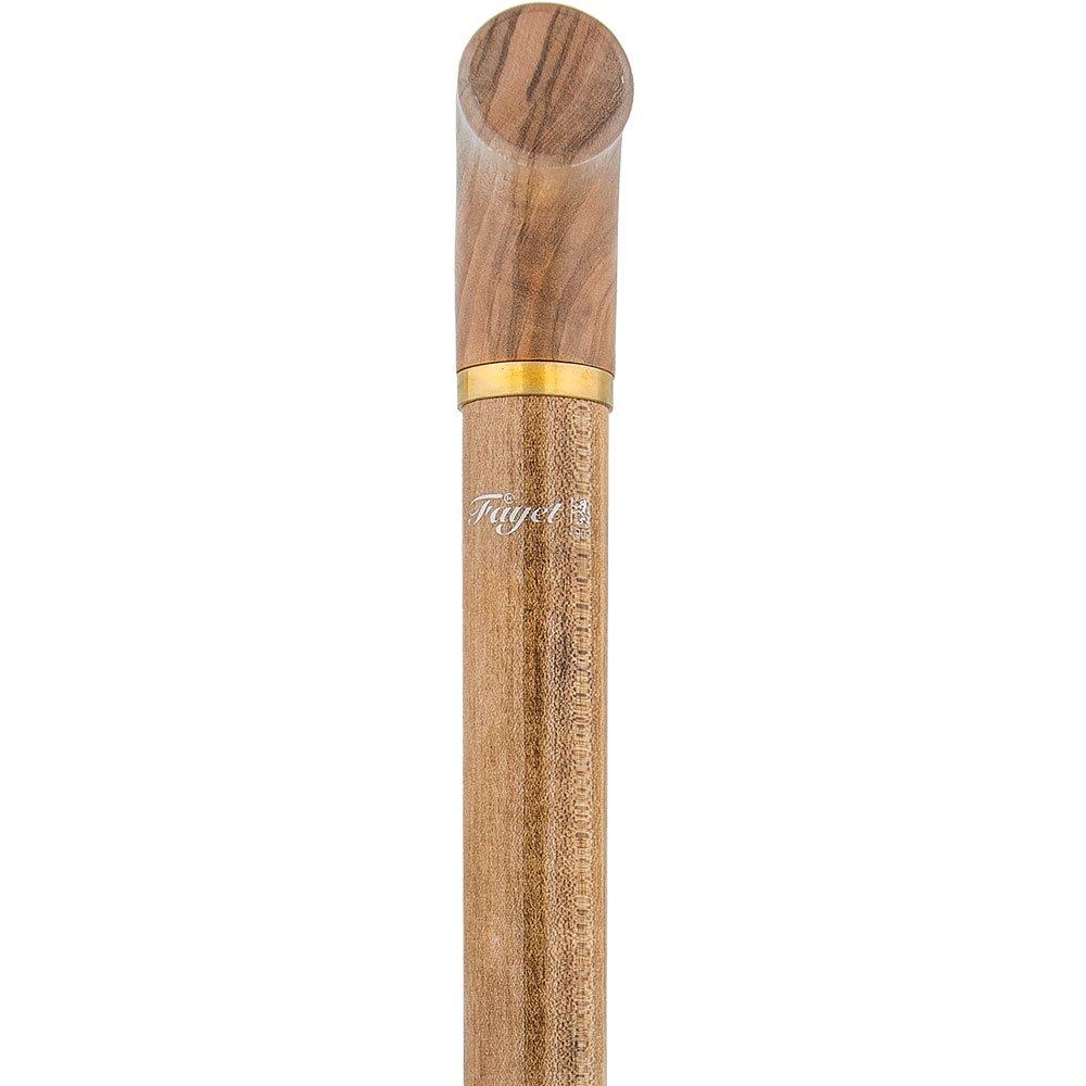 Fayet Corkscrew Cane Olivewood T Handle With Scorched Maple Wood Shaft