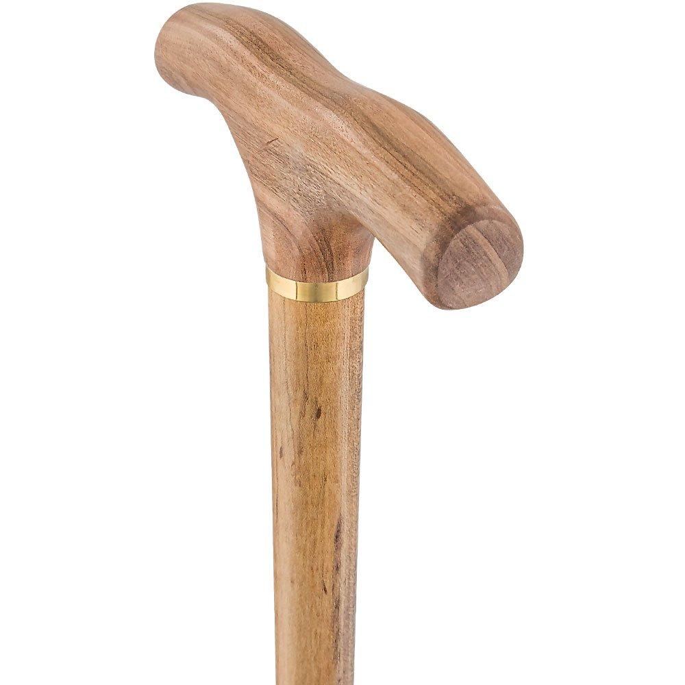 Fayet Corkscrew Cane Olivewood T Handle With Scorched Maple Wood Shaft