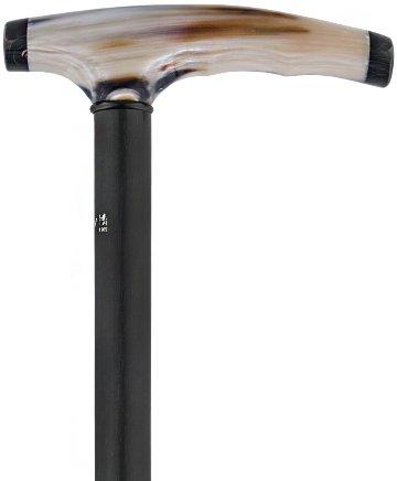 Fayet Two Tone Blonde Horn Fritz Walking Cane With Ebony Wood Shaft