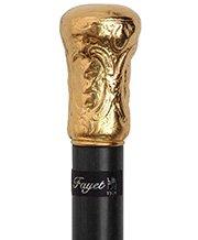 Fayet 14 K Gold Plated Early European Art Reproduction Knob Handle Walking Stick With Stamina Wood Shaft