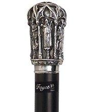 Fayet Roman Cathedral Antique Reproduction Silver Plated Knob Handle With Stamina Wood Shaft
