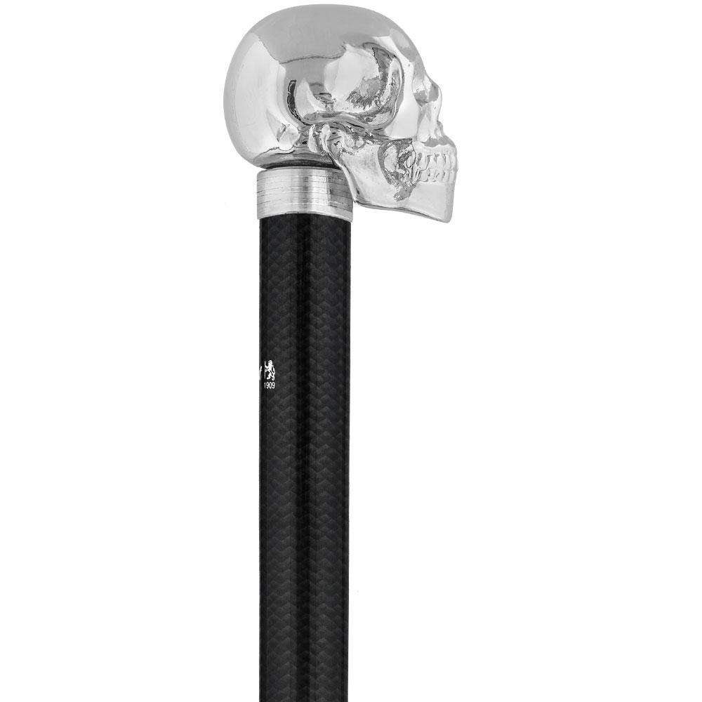 Fayet Chrome Skull Handle Sword Walking Stick with Carbon Fiber Shaft
