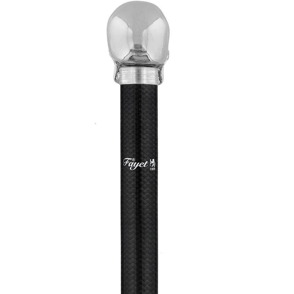 Fayet Chrome Skull Handle Sword Walking Stick with Carbon Fiber Shaft