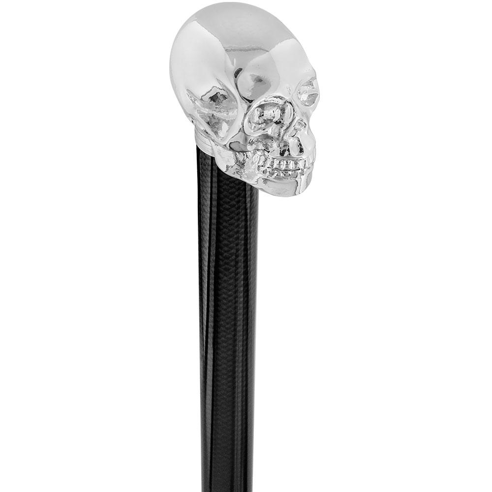 Fayet Chrome Skull Handle Sword Walking Stick with Carbon Fiber Shaft