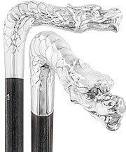 Fayet Dragon Cane Silver Plated Fritz Handle w/ Carbon Fiber Shaft
