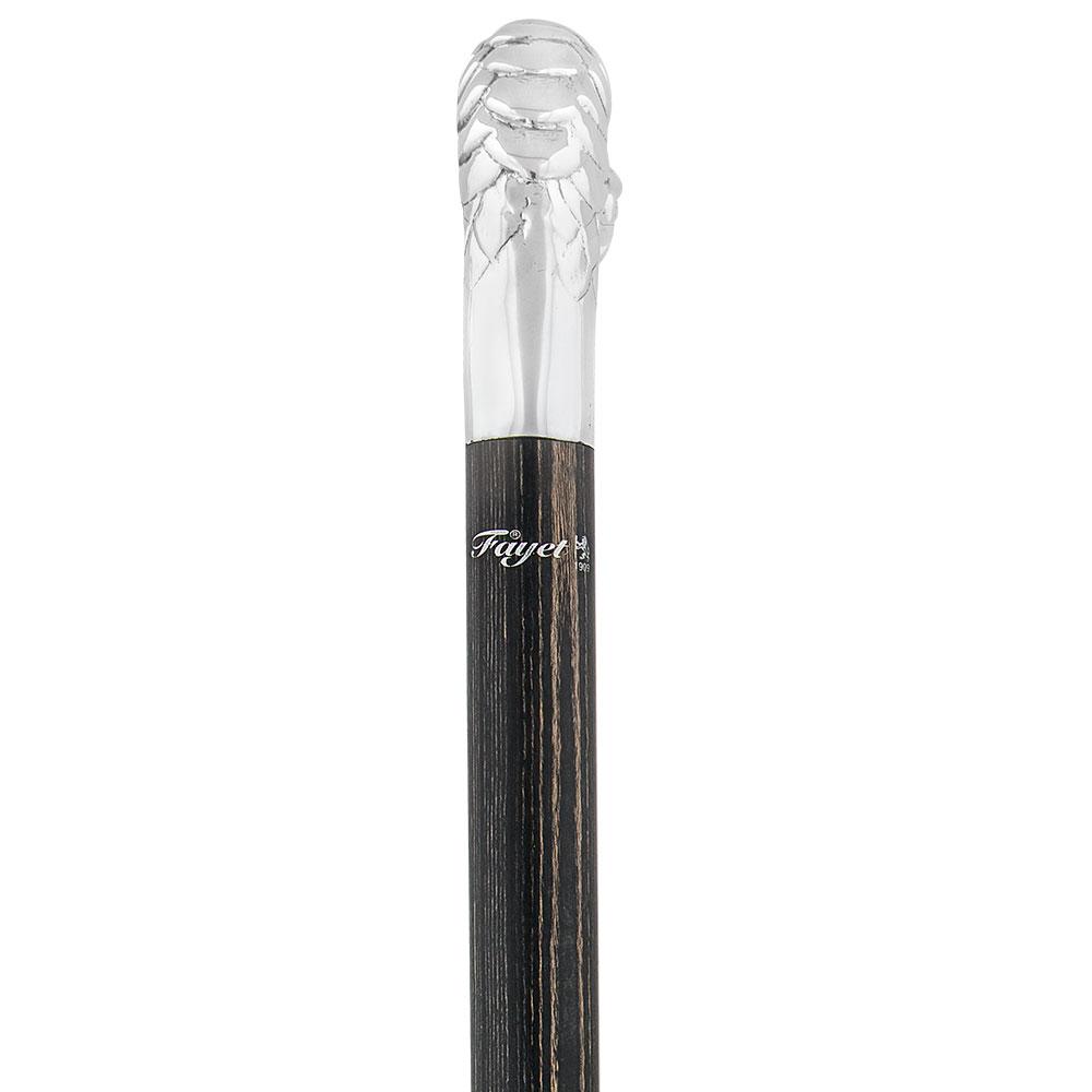 Fayet Dragon Cane Silver Plated Fritz Handle w/ Carbon Fiber Shaft