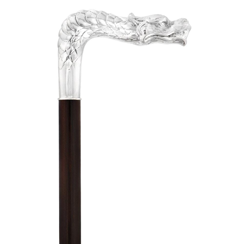 Fayet Dragon Sword Cane Silver Plated Fritz Handle w/ Carbon Fiber Shaft