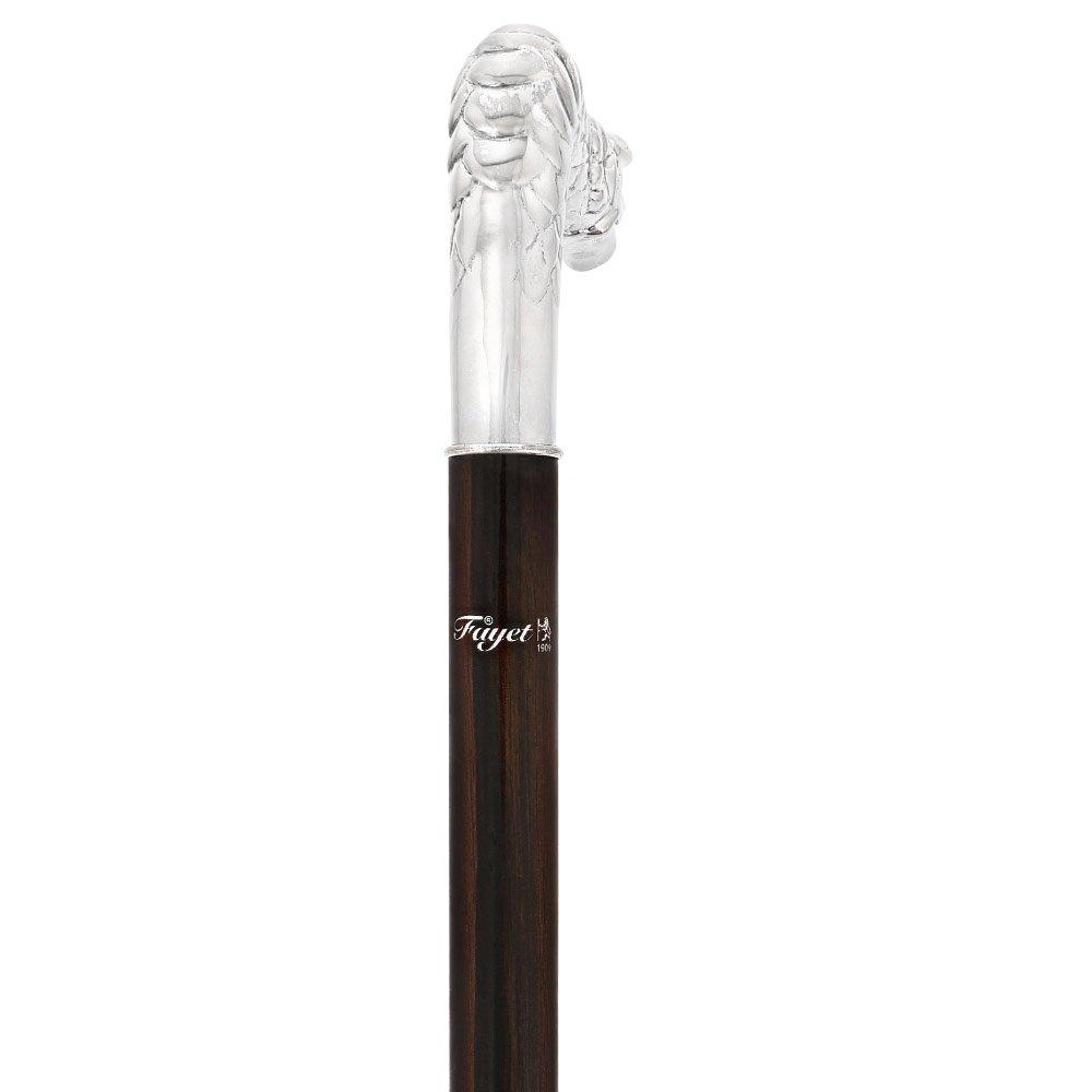 Fayet Dragon Sword Cane Silver Plated Fritz Handle w/ Carbon Fiber Shaft