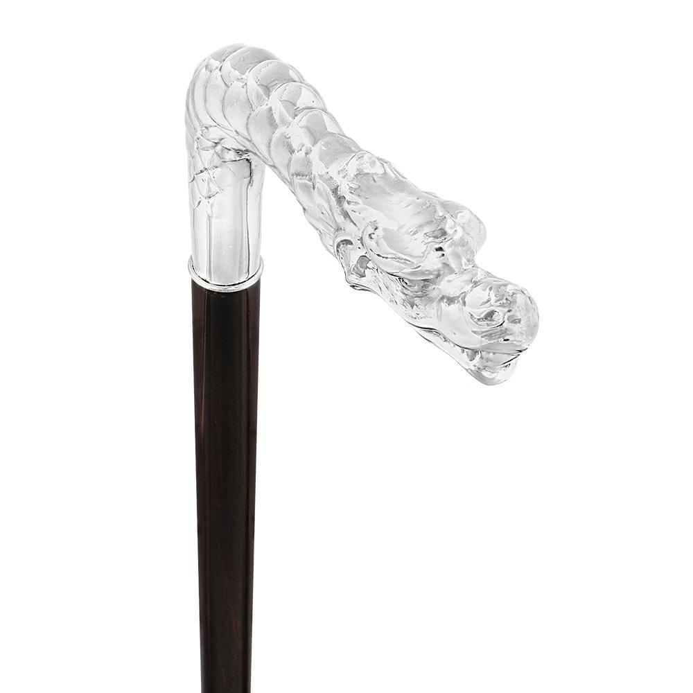 Fayet Dragon Sword Cane Silver Plated Fritz Handle w/ Carbon Fiber Shaft