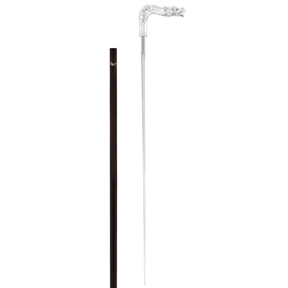 Fayet Dragon Sword Cane Silver Plated Fritz Handle w/ Carbon Fiber Shaft