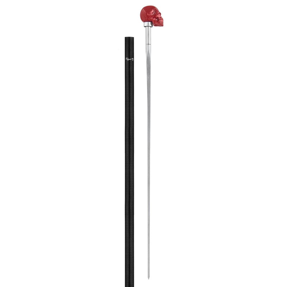 Fayet Red Skull Handle Sword Walking Stick with Carbon Fiber Shaft