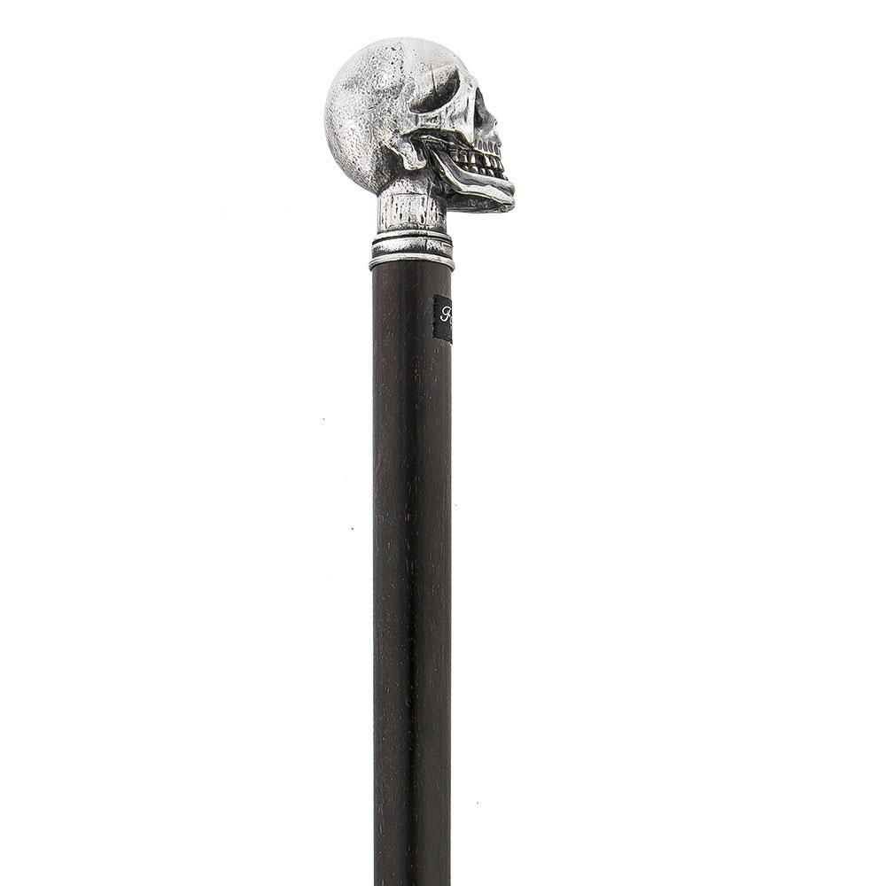 Fayet Solid Pewter Skull Handle Walking Cane w/ Carbon Fiber Macassar Ebony Shaft
