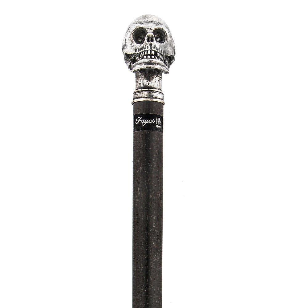 Fayet Solid Pewter Skull Handle Walking Cane w/ Carbon Fiber Macassar Ebony Shaft