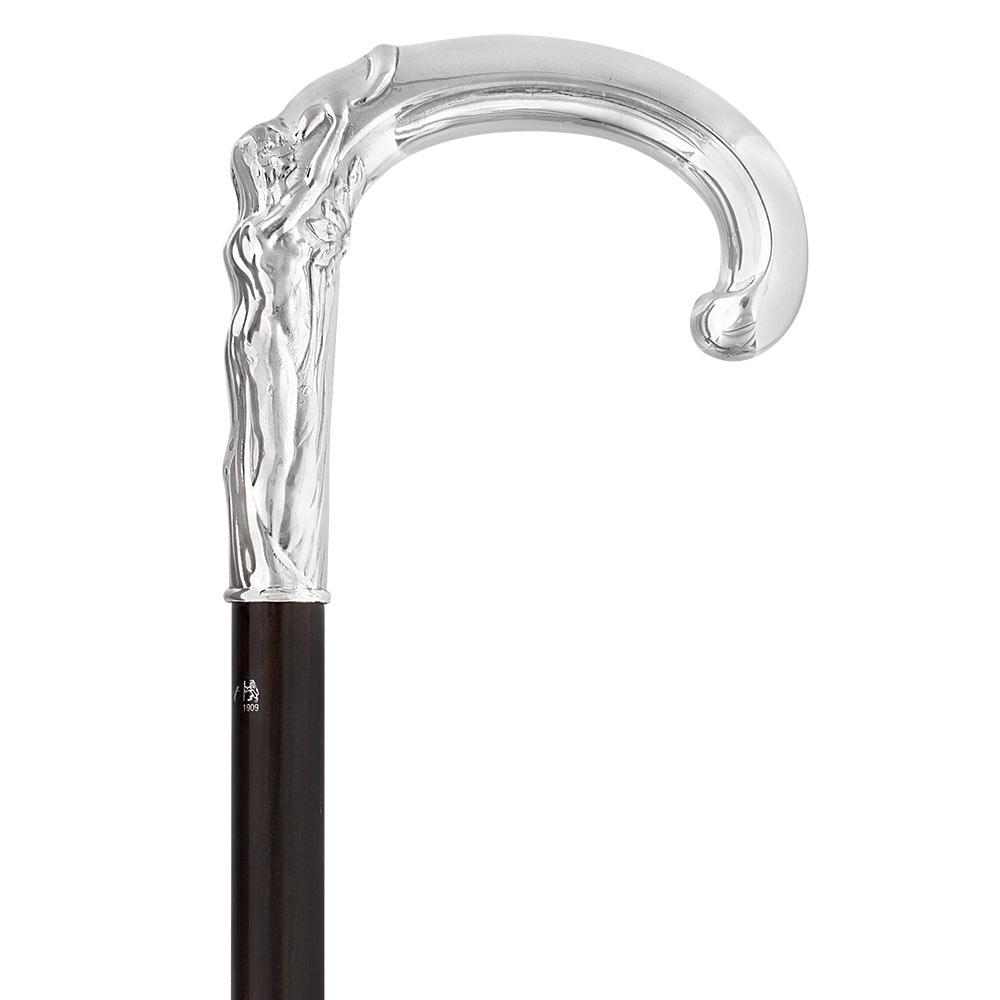 Fayet Eve and the Snake Silver Plated Tourist Walking Cane w/ Carbon Fiber Shaft