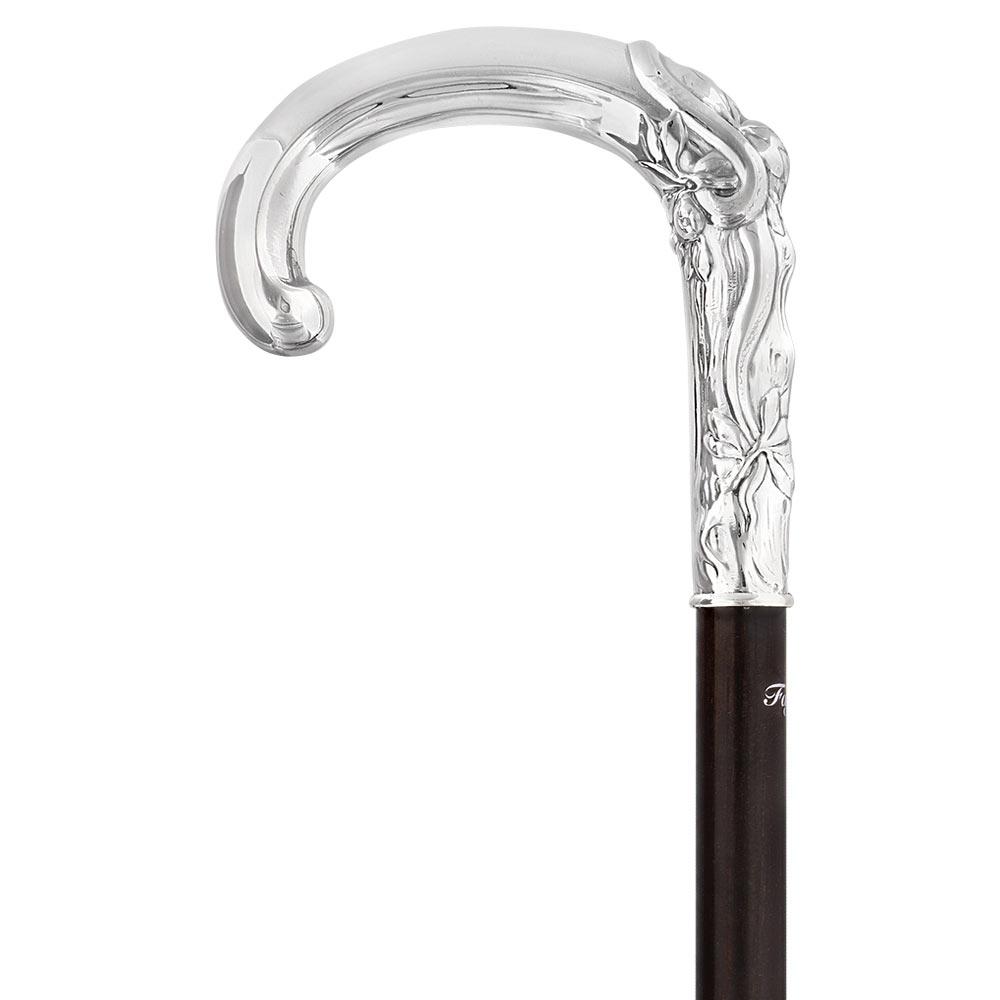 Fayet Eve and the Snake Silver Plated Tourist Walking Cane w/ Carbon Fiber Shaft