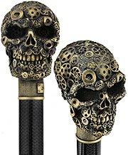 Fayet Steampunk Gears & Skull Cane w/ Carbon Fiber Shaft (Designed by 2 Saints in Paris)
