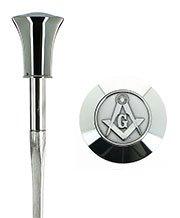 Fayet Silver Plated Sword Cane Masonic Square & Compass w/ Carbon Fiber Shaft