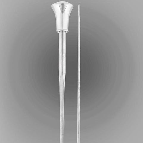 Fayet Silver Plated Sword-Gadget Flat Handle Walking Stick With Macassar Carbon Fiber Shaft