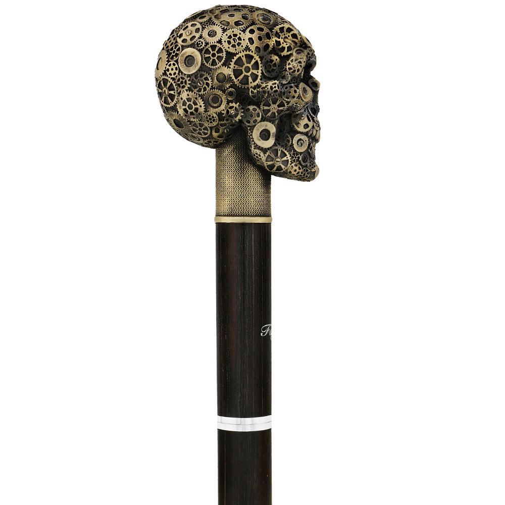 Fayet Steampunk Gears & Sword Cane w/ Black Stamina Wood Shaft (Designed by 2 Saints in Paris)