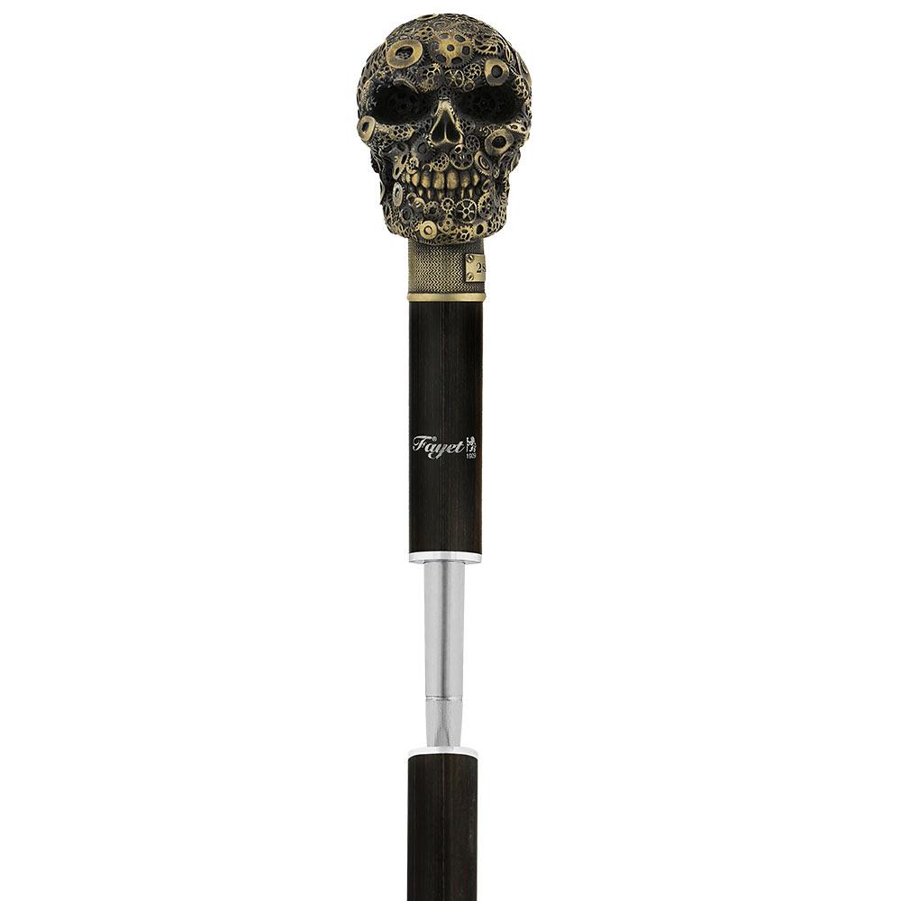 Fayet Steampunk Gears & Sword Cane w/ Black Stamina Wood Shaft (Designed by 2 Saints in Paris)