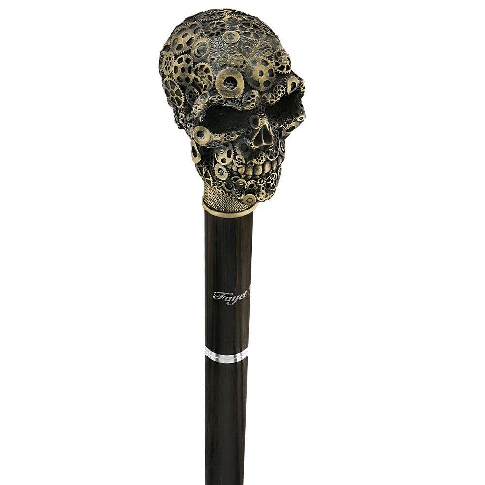 Fayet Steampunk Gears & Sword Cane w/ Black Stamina Wood Shaft (Designed by 2 Saints in Paris)