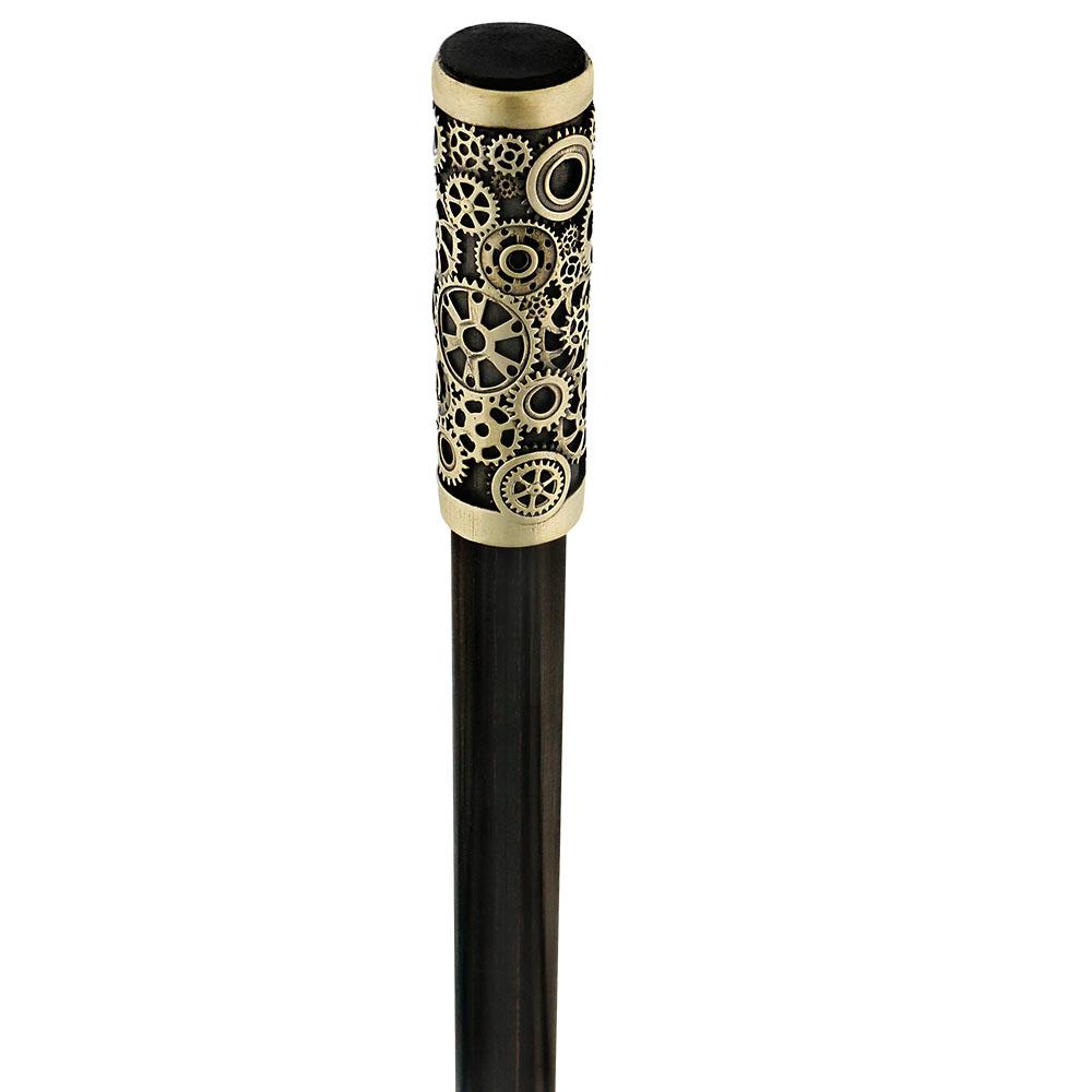 Fayet Steampunk Gears & Sword Cane w/ Black Stamina Wood Shaft (Designed by 2 Saints in Paris)