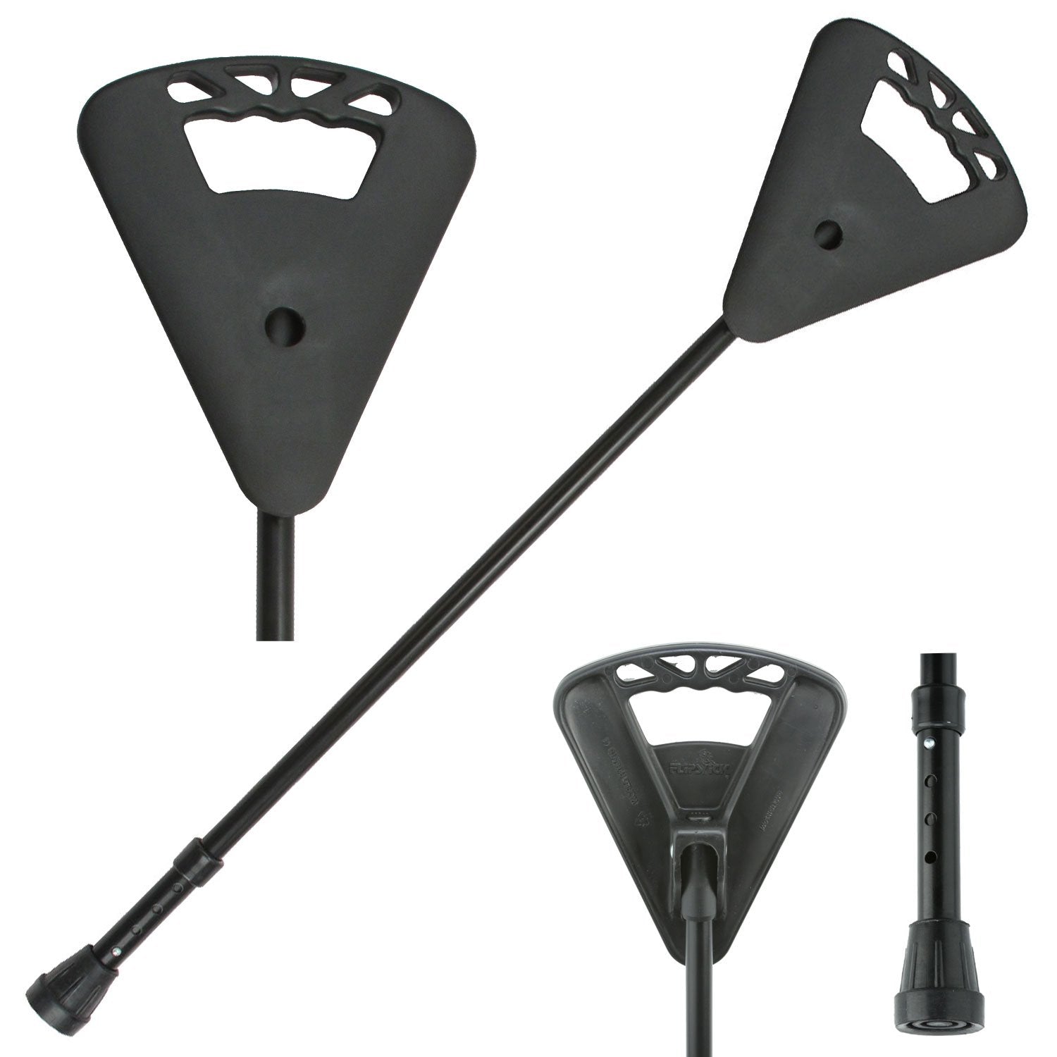 Black Aluminum: Adjustable Offset Walking Cane with Grip
