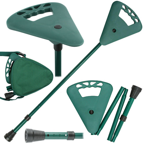 FlipStick Flipstick Straight Folding Adjustable Seat Cane Green with green Bag