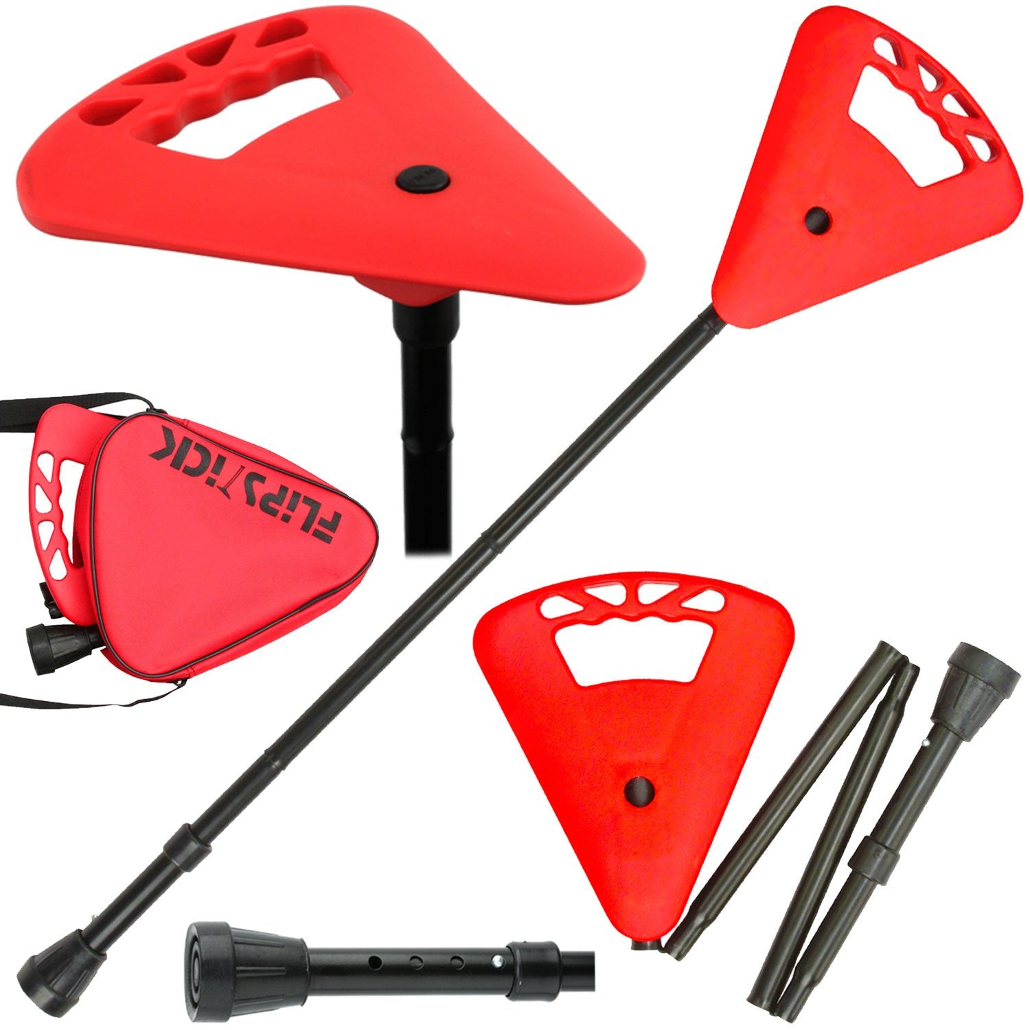 Flipstick: Foldable, Adjustable Seat Cane + Bag